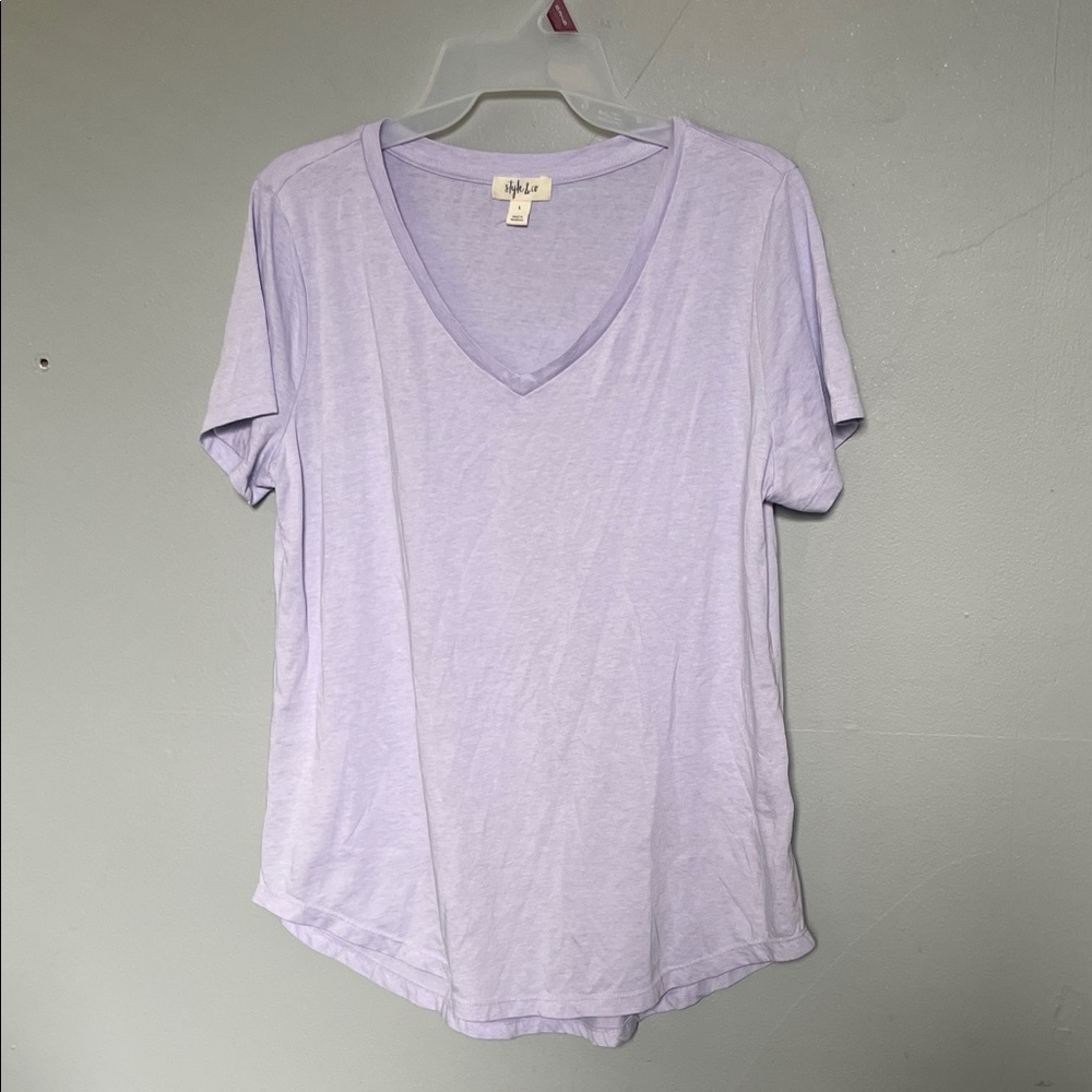 Style & Co. Lavender V-Neck Short Sleeve Tee